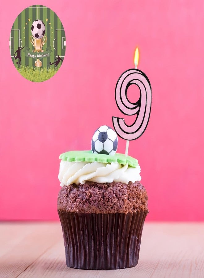 OGnomiFX Pink Soccer Birthday Candle - Number 9 Candle, Pink & Black Cake Topper for Girls and Boys, Sport Soccer Birthday Party Decorations - Image 3